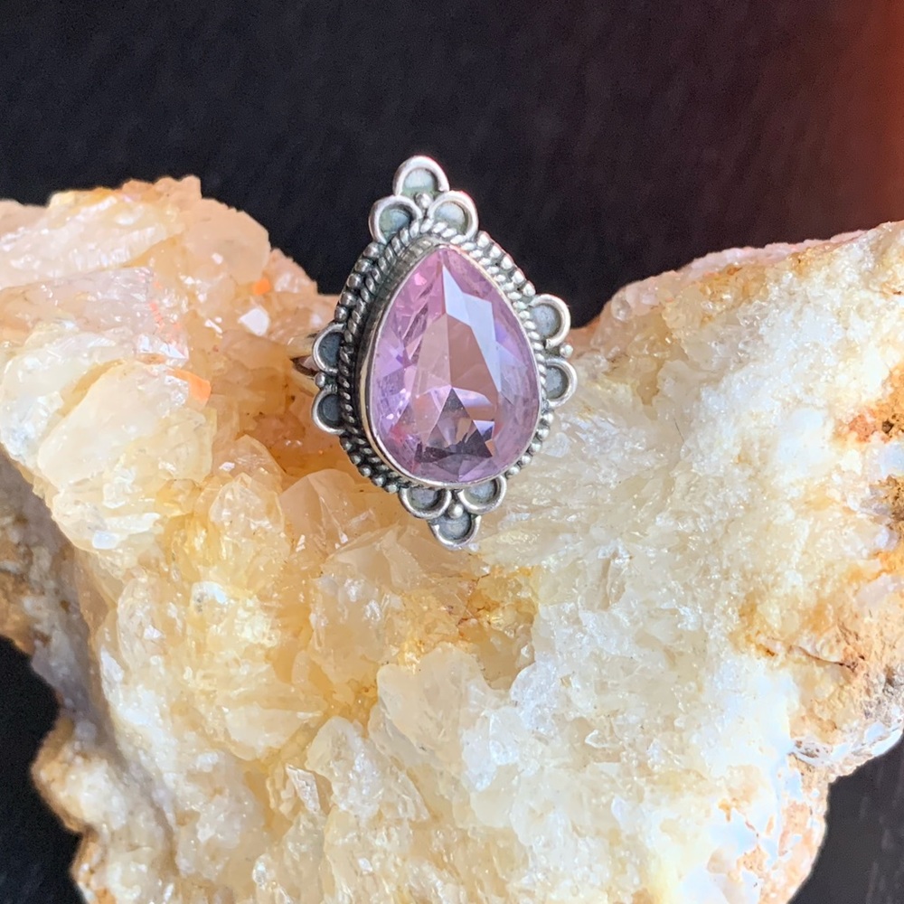 Sterling Silver Genuine Pink Tourmaline Ring
